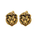 Vintage gold lion head cufflinks with detailed texture for men's formal business suits - Antique Gold Lion Style (B1468-3)