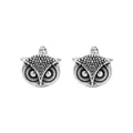 Antique silver owl cufflinks with detailed feather engravings for men's dress shirts - Vintage Engraved Owl (B1467-3)