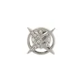 Silberne Hexagramm-Stern-Brosche mit weißen Strasssteinen und kreisförmiger Geometrie - Silber