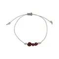 Handmade woven bracelet featuring irregular reddish-brown natural stones and silver beads - January-Garnet Style (G1383-1)