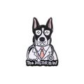 Creative cartoon dog doctor enamel pin with 'The DOGTOR is in' humorous text badge - Dog Doctor Style (C2406-3)