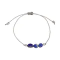 Handmade woven bracelet with irregular blue natural stones and adjustable gray string - September-Lapis Lazuli Style (G1383-9)