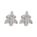 Elegant silver-toned bee cufflinks with rhinestones for men's French shirts - Bright Silver Rhinestone Bee (B1469-1)