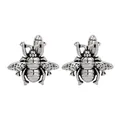 Vintage silver bee cufflinks with intricate textures for men's French shirts - Antique Silver Bee (B1469-2)