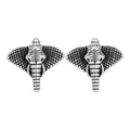 Creative silver elephant cufflinks with vintage engraved details and metallic finish - Silver Elephant Style (B1468-5)