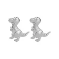Polished silver dinosaur cufflinks with detailed T-Rex design for formal business attire - Silver Dinosaur Style (B1468-6)
