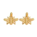 French shirt cufflinks in bee design featuring high-gloss gold plated metal finish - Bright Gold Bee (B1469-4)