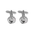 Elegant silver twisted knot cufflinks for men's dress shirts with polished finish - Silk Knot Woven Style (B1481-SI)