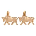 Polished gold bull-shaped cufflinks for men, creative animal design for formal business suits - Gold Bull Style (B1468-8-GO)