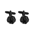 Classic black woven knot metal cufflinks for men with a polished glossy finish - Woven Ball Knot Style (B1482-BL)
