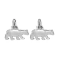 Polished silver polar bear cufflinks featuring a creative animal silhouette design - Silver Polar Bear Style (B1468-9-SI)