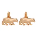 Elegant gold-plated polar bear cufflinks with polished finish for men's business shirts - Gold Polar Bear Style (B1468-9-GO)