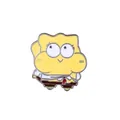 Detailed close-up of a cute yellow cartoon character enamel pin with vibrant metal plating - Style 2 (C2423-2)