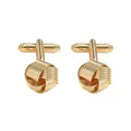 Classic gold twisted knot cufflinks with polished finish and bullet back closure for men - Woven Ball Knot Style (B1482-GO)