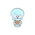 Detailed close-up of a cute cartoon octopus enamel pin with polished metal edges - Style 4 (C2423-4)