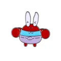 Detailed view of a red enamel crab brooch pin with smooth metallic edges on white background - Style 5 (C2423-5)