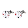 Macro shot of poker chip cufflinks showing 100 dollar print and card suits - Casino Chip Style (B1487-6)