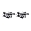 Gemelli da polso da uomo a forma di astronauta in argento vintage per camicie eleganti - Stile astronauta dinamico (B1483-2) / Argento Antico