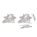Silver space shuttle cufflinks with white enamel detail and precise size dimensions - Space Shuttle Style (B1484-1)