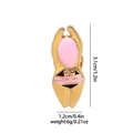 Cartoon enamel pin in pink and black finish with product dimensions and weight details - Pink and Black Patchwork (C2443-3)