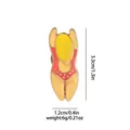 Cartoon enamel pin featuring a female figure in red polka dot swimwear on yellow base - Red Polka Dot Swimsuit (C2443-5)