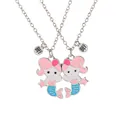 Set di collane magnetiche BFF sirena con ciondoli in smalto rosa e blu per amiche - Stile Sirena Argentata (A3225-SI)