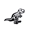 Dettaglio della spilla smaltata con scheletro di T-Rex e linee ossee bianche su metallo - Cz0180-3