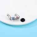 Retro 3D-bril emaille speld met rode en blauwe glazen en wit frame voor bioscoopfans - 3D-bril Stijl (C2512-2)