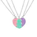 Detailed view of three-piece heart-shaped Best Friends Forever pendant necklaces set - Silver Style