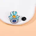 Hamsa Hand Emaille-Brosche mit bösem Blick und Sonnenmotiven für Hemden - Hand der Fatima Stil (CZ0775-1)