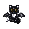 Gothic black cat enamel pin featuring bat wings and a dagger for Halloween decor - Bat Cat and Dagger Style (C2510-3)