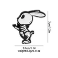 Pin's émaillé squelette de lapin cartoon en noir et blanc pour sacs et vêtements - Squelette de Lapin