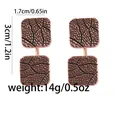 Roségoldene quadratische Ohrhänger mit Blattstruktur, Größe 1.7cm x 3cm - Roségold Blattader Quadrat (B1496)
