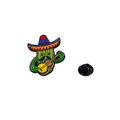 Cartoon Kaktus Emaille-Anstecknadel mit Sombrero und Gitarre für Rucksäcke - Gitarre Spielender Kaktus-Stil (C2523-1)