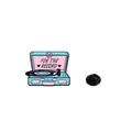 Retro light blue and pink record player enamel brooch pin featuring FOR THE RECORD engraving - Retro Record Player Style (CZ0409-2)