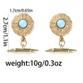 Boho Blumenohrringe in Gold mit blauen Türkissteinen und Stabanhängern - Hellblau Türkis Floral (B1500)
