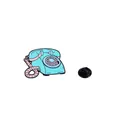Retro rotary phone enamel pin badge in mint green and pink with rubber backer - Rotary Phone Style (CZ0409-4)