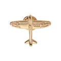 Golden minimalist airplane brooch pin with metallic finish for suits and shirts - Gold