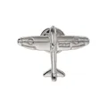 Polished silver vintage airplane brooch featuring a classic fighter jet design - Silver