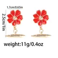 Französische Manschettenknöpfe mit roten Blumen und Maßen 1,7 cm mal 2,5 cm - Rot Floral Emaille Stil (B1504-RE)