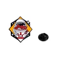 Hexagonal astronaut enamel pin with red roses and starry sky background - Rose Astronaut Helmet (C2541-3)