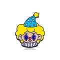Cartoon clown enamel pin with yellow hair and blue polka dot hat for backpacks - Yellow Hair with Polka Dot Blue Hat Clown