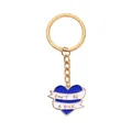 Porte-clés cœur doré avec émail bleu et inscription Don't Be A Dick gravée - Bleu (D1401-BLU)