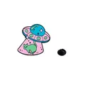 Creative enamel pin featuring a colorful UFO spaceship kidnapping a green cat - UFO Beam Abducting Green Cat (C2526-4)