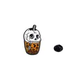 Pin de esmalte de calavera boba tea con cierre de goma negra estilo punk - Estilo Té de Burbujas de Calavera (C2555-3)