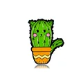 Cute cactus cat enamel pin with orange flower pot design for jackets and shirts - Orange Wave Pot Cat Ear Cactus (C2538-4)