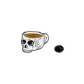 Pin esmaltado estilo punk en forma de taza café calavera con líquido naranja y cierre - Estilo Taza de Café de Calavera (C2555-4)