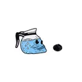Pin de esmalte con forma de cafetera, diseño de calavera azul y cierre de goma - Estilo Cafetera de Calavera (C2555-1)