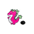 Cute dragon fruit enamel pin badge with vibrant magenta dragon and white fruit pulp details - Rose Red