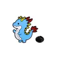 Cute blue dragon enamel pin with dragon fruit texture and black rubber clutch backing - Blue